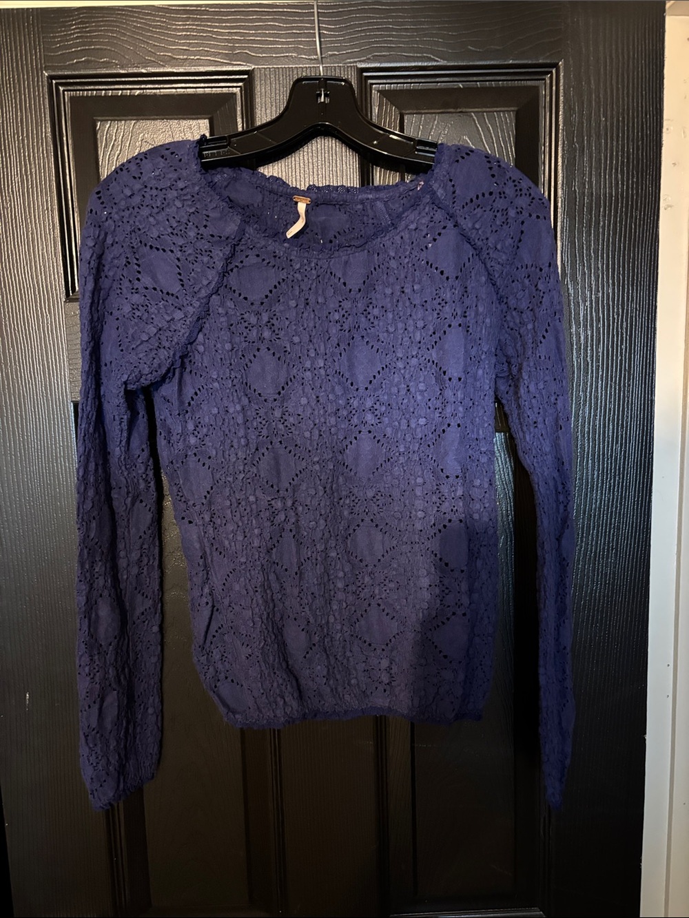 Free People Navy Blue Lace Pullover Sweatshirt